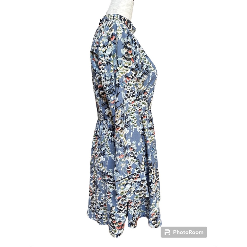 Zara Floral Gathered Waist Long Sleeves Mini Dress, NWOT, M - Picture 5 of 15